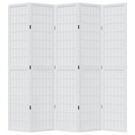 vidaXL Cloison de séparation 5 panneaux blanc bois de paulownia massif
