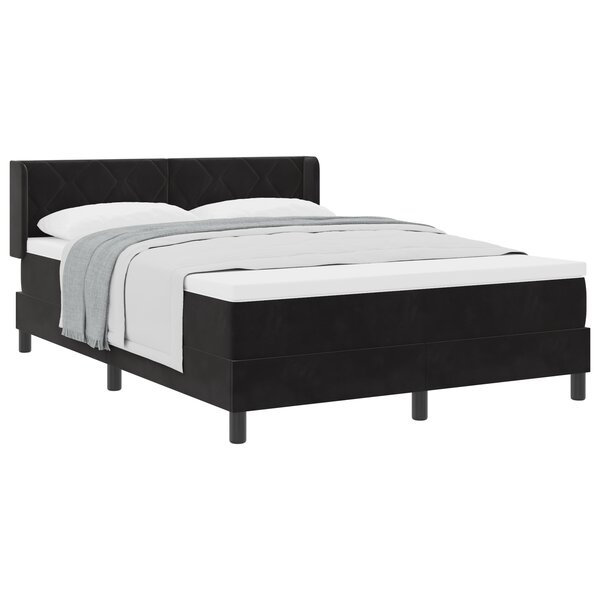 Lit Box Spring avec Matelas Noir 140x190 cm Velours