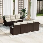 vidaXL Ensemble de Canapé de Jardin de 8 Pièces avec Coussins en Rattan Poly Marron