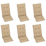 vidaXL Chaises inclinables de jardin 6 Pièces avec coussins Bois d'acacia