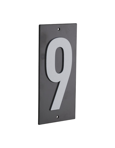 THIRARD - Plaque de signalisation 9  marquage blanc sur fond noir  panneau ABS à visser  56x120mm