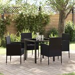 vidaXL Ensemble de salle à manger pour jardin 5 Pièces Noir polyrotin