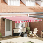 vidaXL Auvent Rétractable Rouge et blanc 400 × 300 cm tissu