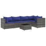 vidaXL Salon de jardin 6 Pièces avec coussins Gris Résine tressée