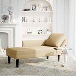 vidaXL Chaise longue avec coussin tissu en velours côtelé gris-vert