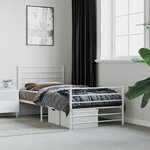 vidaXL Cadre de lit métal avec tête de lit/pied de lit blanc 80x200 cm