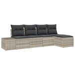 vidaXL Ensemble de canapé de jardin 5 Pièces Gris clair Poly rotin