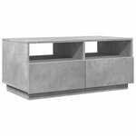 vidaXL Table basse avec lumières LED gris béton 90x49x40 cm