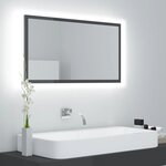 vidaXL Miroir LED de salle de bain Gris brillant 80x8 5x37cm Acrylique