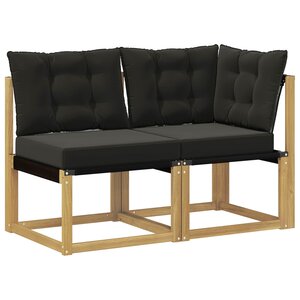 vidaXL Canapé d’extérieur milieu et coin avec coussin 2 Pièce Blanc