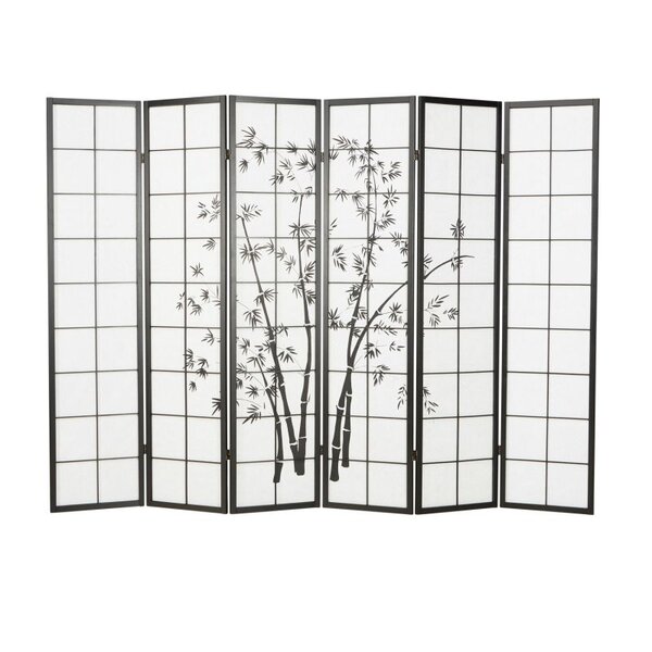 Paravent bois 6 pans bambou noir