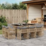 vidaXL Ensemble à manger de jardin et coussins 11 Pièces mélange beige
