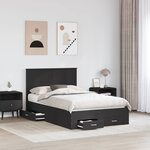 vidaXL Cadre de lit avec tiroir Noir 135 x 190 cm Bois d'ingénierie