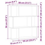 vidaXL Bibliothèque chêne artisanal 80x24x96 cm bois d'ingénierie