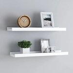 vidaXL Étagères à rebord pour cadre photo 2 Pièces Blanc 60x9x3 cm MDF