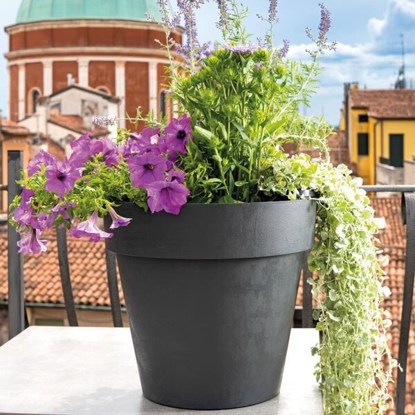 DEROMA Pot de fleurs rond Like anthracite - Coloris gris anthracite - 38cm