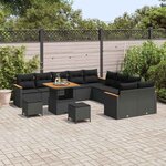 vidaXL Ensemble de canapé de jardin 13 Pièces Noir Poly rotin