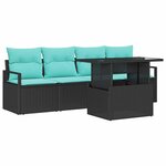 vidaXL Ensemble de canapé de jardin avec stockage 5 Pièces Noir polyrotin