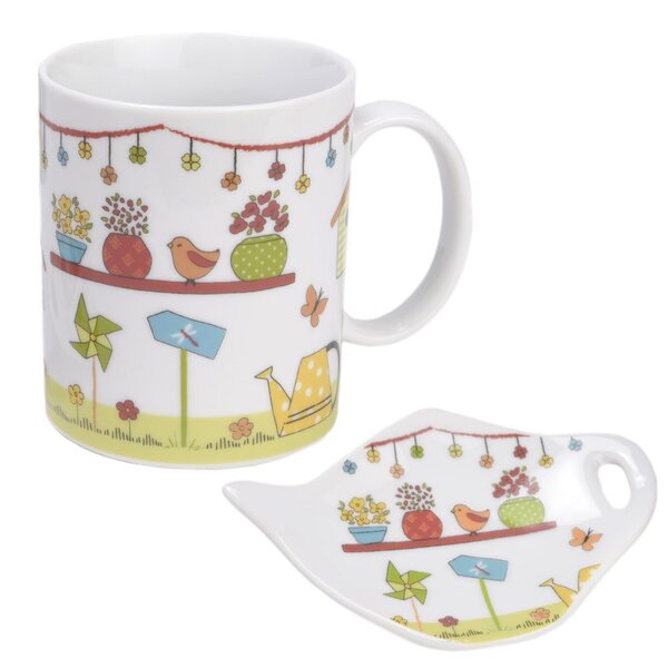 Tasse en céramique avec pose sachet de thé - jardin