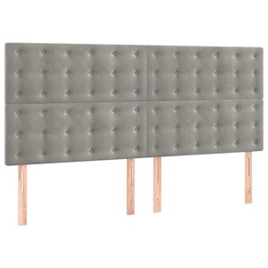 vidaXL Têtes de lit 4 Pièces Gris clair 90x5x78/88 cm Velours