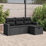 vidaXL Salon de jardin 4 Pièces avec coussins noir résine tressée