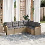 vidaXL Salon de jardin avec coussins 6Pièces mélange beige résine tressée
