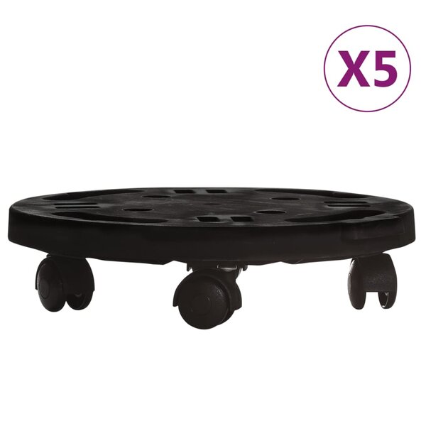 vidaXL Chariots à plantes avec roues 5 Pièces Diamètre 30 cm Noir 170 kg