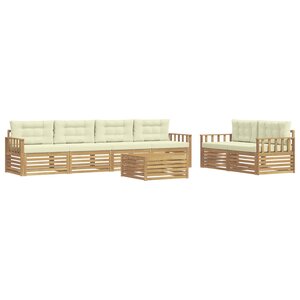 vidaXL Ensemble de canapés d'extérieur 7 Pièces Blanc et crème Polyester