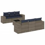 vidaXL Salon de jardin 7 Pièces avec coussins gris résine tressée