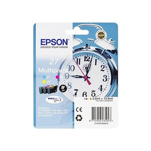 Multipack 3 Cartouches Jet d'Encre N° 27 Cyan Magenta Jaune 3x3.6ml 3x350 pages EPSON