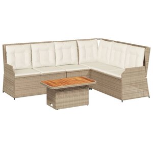 vidaXL Salon de jardin avec coussins 5 Pièces beige résine tressée