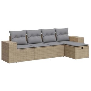 vidaXL Salon de jardin avec coussins 5 Pièces beige résine tressée