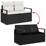 vidaXL Ensemble de canapé de jardin avec coussin 4 Pièces Noir et Crème