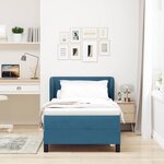 vidaXL Lit à ressorts avec matelas Bleu foncé 100 x 200 cm Velours