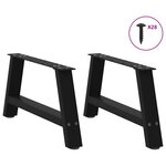 vidaXL Pieds de table basse en forme de A  2 pièces  noir  60 x (30-31) cm  acier