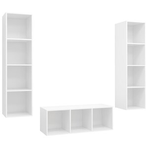 vidaXL Ensemble de meuble TV 3 Pièces Blanc Bois d'ingénierie