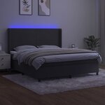 vidaXL Sommier à lattes de lit matelas et LED Gris foncé 180x200 cm