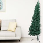 vidaXL Demi-arbre de Noël artificiel pré-éclairé et boules vert 240 cm