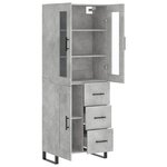 vidaXL Buffet haut Gris béton 69 5x34x180 cm Bois d'ingénierie