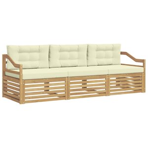 vidaXL Ensemble de canapés d'extérieur 3 Pièces Blanc et crème Polyester