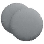 vidaXL Coussins de siège 2 Pièces Gris clair Ø60 x 21 cm tissu