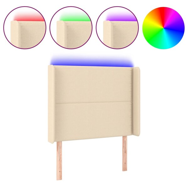 vidaXL Tête de lit à LED Crème 103x16x118/128 cm Tissu