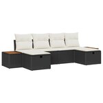 vidaXL Set de canapés de jardin 6 pièces avec des coussins en poly rotin noir