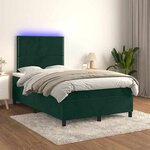 vidaXL Sommier à lattes de lit matelas et LED Vert foncé 120x200 cm