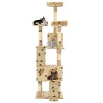 vidaXL Arbre à chat et griffoirs en sisal 170 cm Beige Motif de pattes