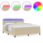 vidaXL Lit à ressorts avec matelas & lumière LED verte en tissu en velours côtelé gris foncé