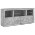 vidaXL Buffet avec lumières LED gris béton 142 5x37x67 cm
