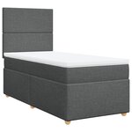 vidaXL Sommier à lattes de lit avec matelas Gris foncé 100x200cm Tissu