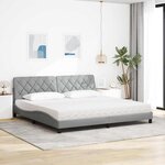 vidaXL Lit avec matelas gris clair 200x200 cm tissu