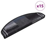 vidaXL Tapis d'escalier autocollants 15 Pièces Noir et gris 65x21x4 cm